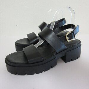 ZARA Black 41 Chunky Lugged Rubber Sole Slingback Open Toe Comfort Sandals NWOT